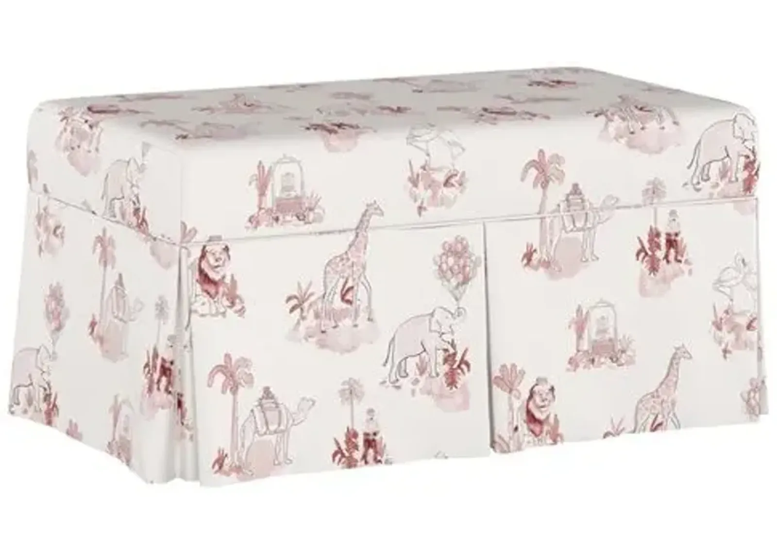 Hamilton Storage Bench - Malin Toile - Handcrafted in the USA - Pink