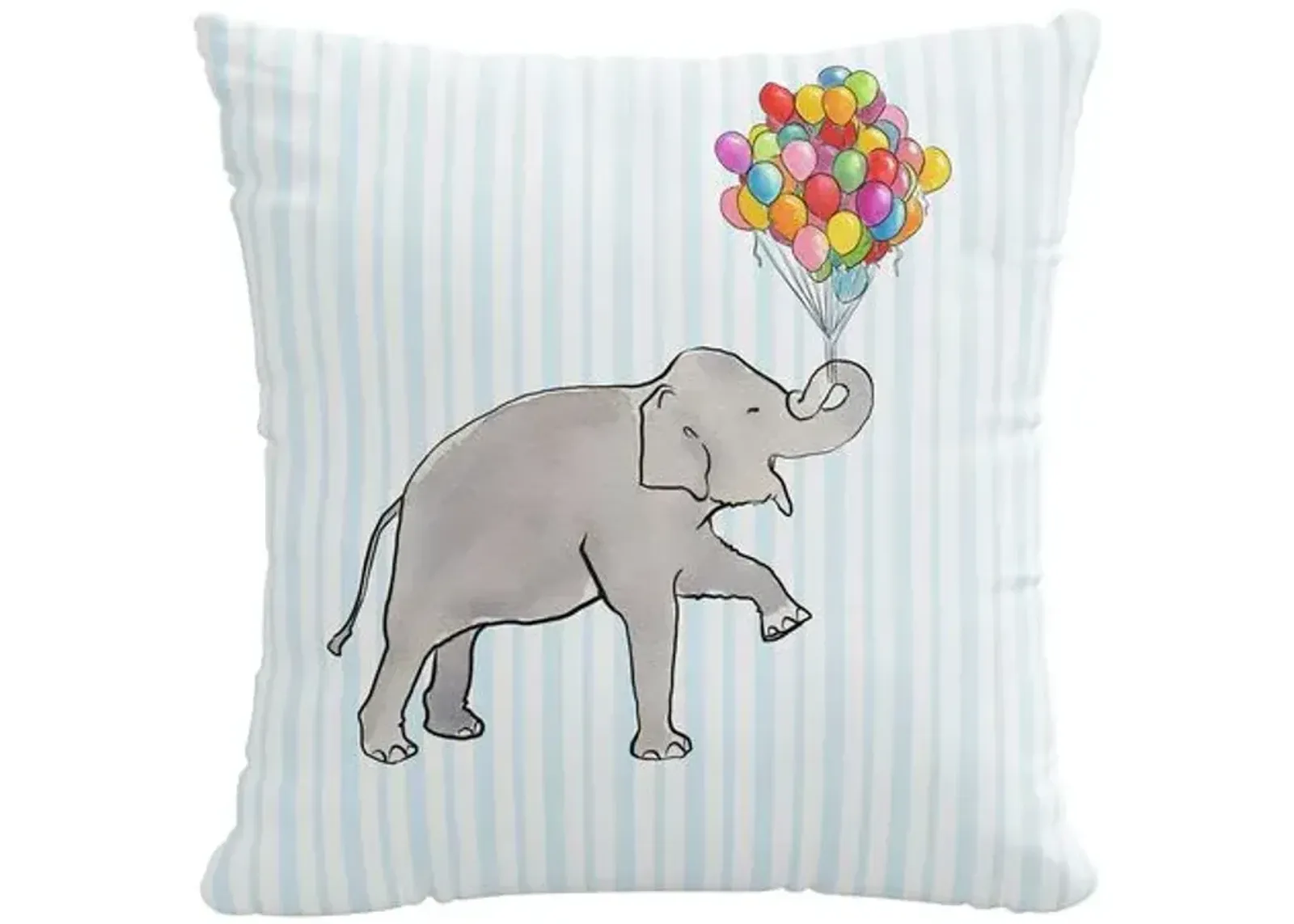 Elephant Stripe 20x20 Linen Pillow - Blue