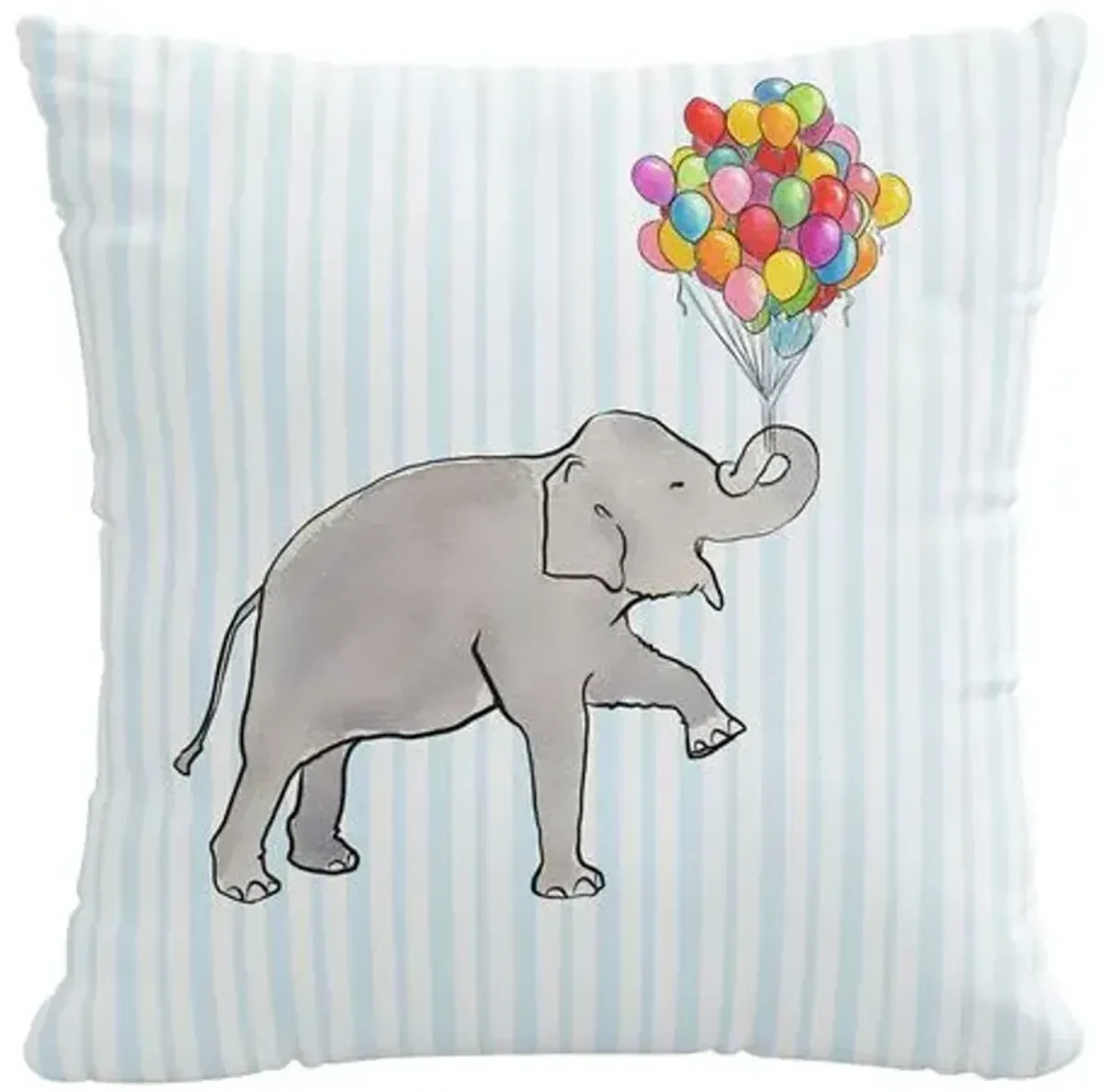 Elephant Stripe 20x20 Linen Pillow - Blue