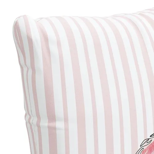 Flamingo Stripe 20x20 Linen Pillow - Pink