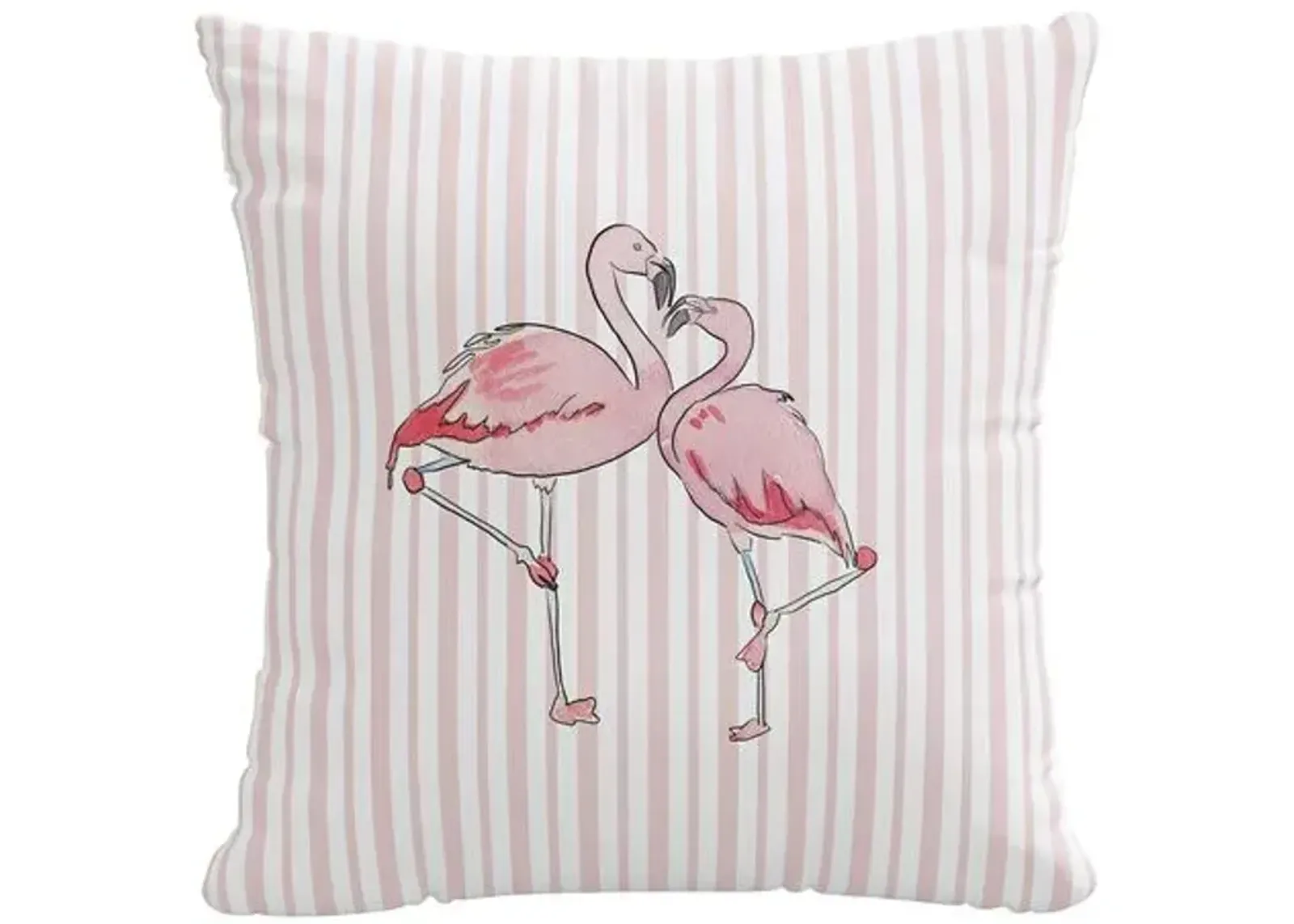 Flamingo Stripe 20x20 Linen Pillow - Pink