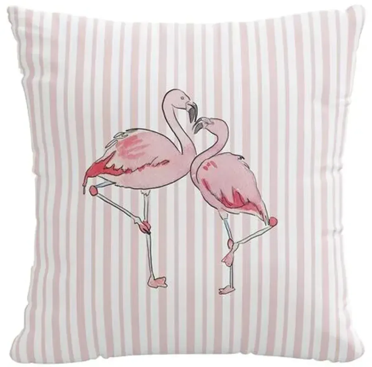 Flamingo Stripe 20x20 Linen Pillow - Pink