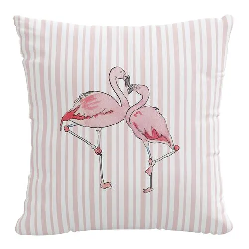 Flamingo Stripe 20x20 Linen Pillow - Pink