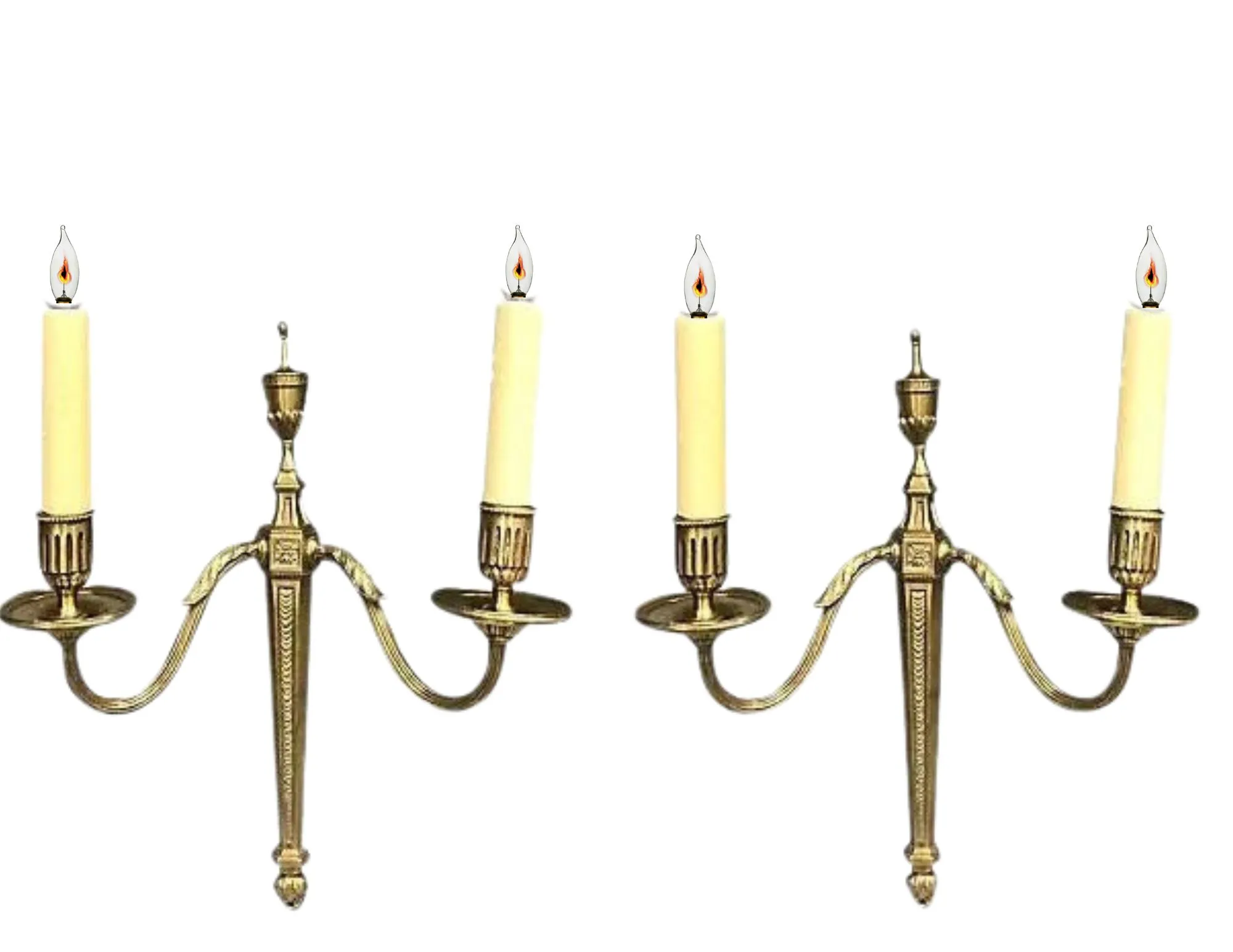 Antique French Bronze Wall Sconces - Set of 2 - Gold