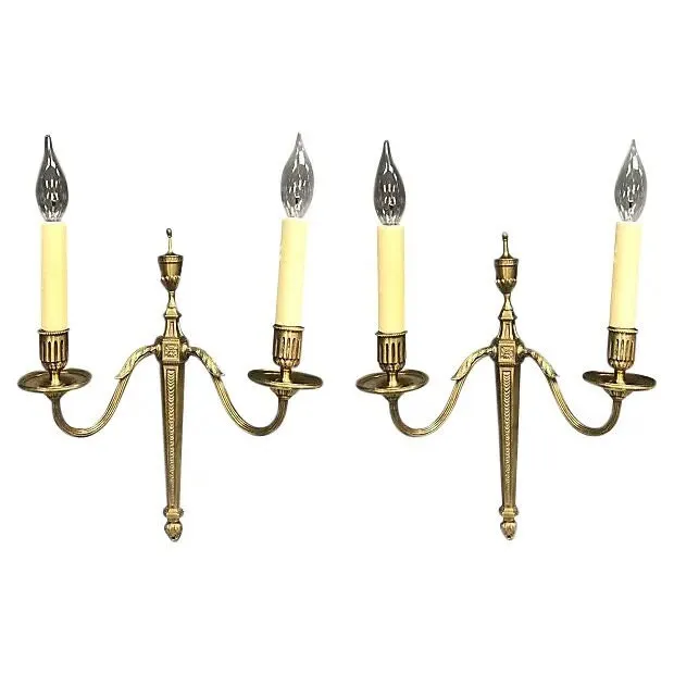 Antique French Bronze Wall Sconces - Set of 2 - Gold