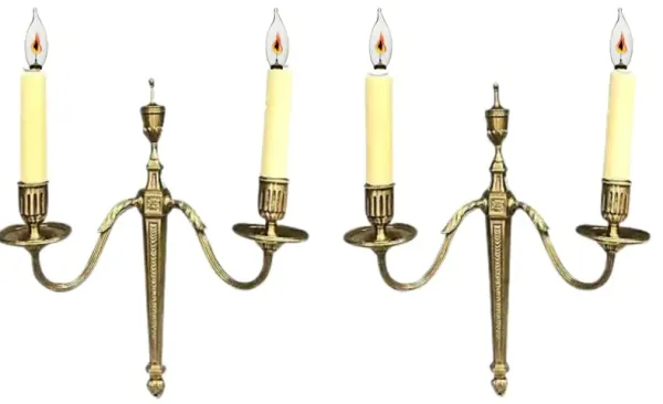 Antique French Bronze Wall Sconces - Set of 2 - Rose Victoria - Gold
