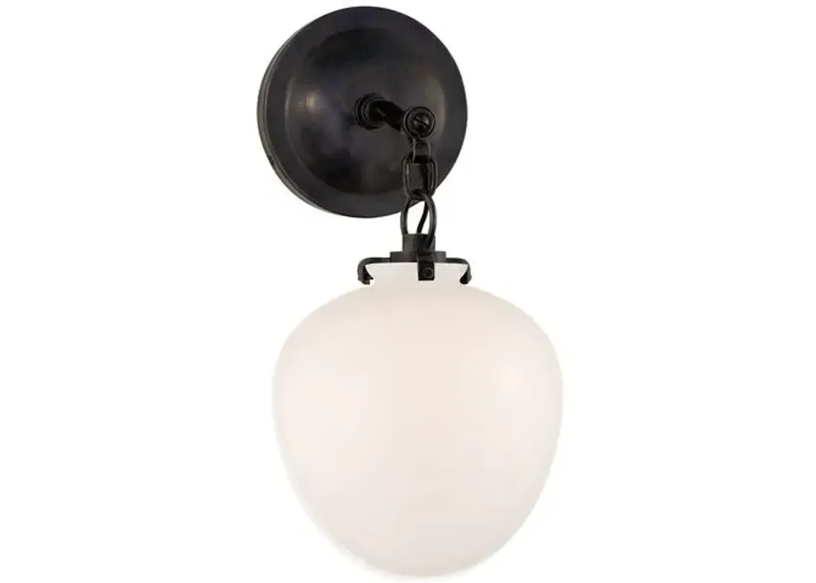 Visual Comfort - Katie Small Acorn Sconce With White Glass - Bronze - Black