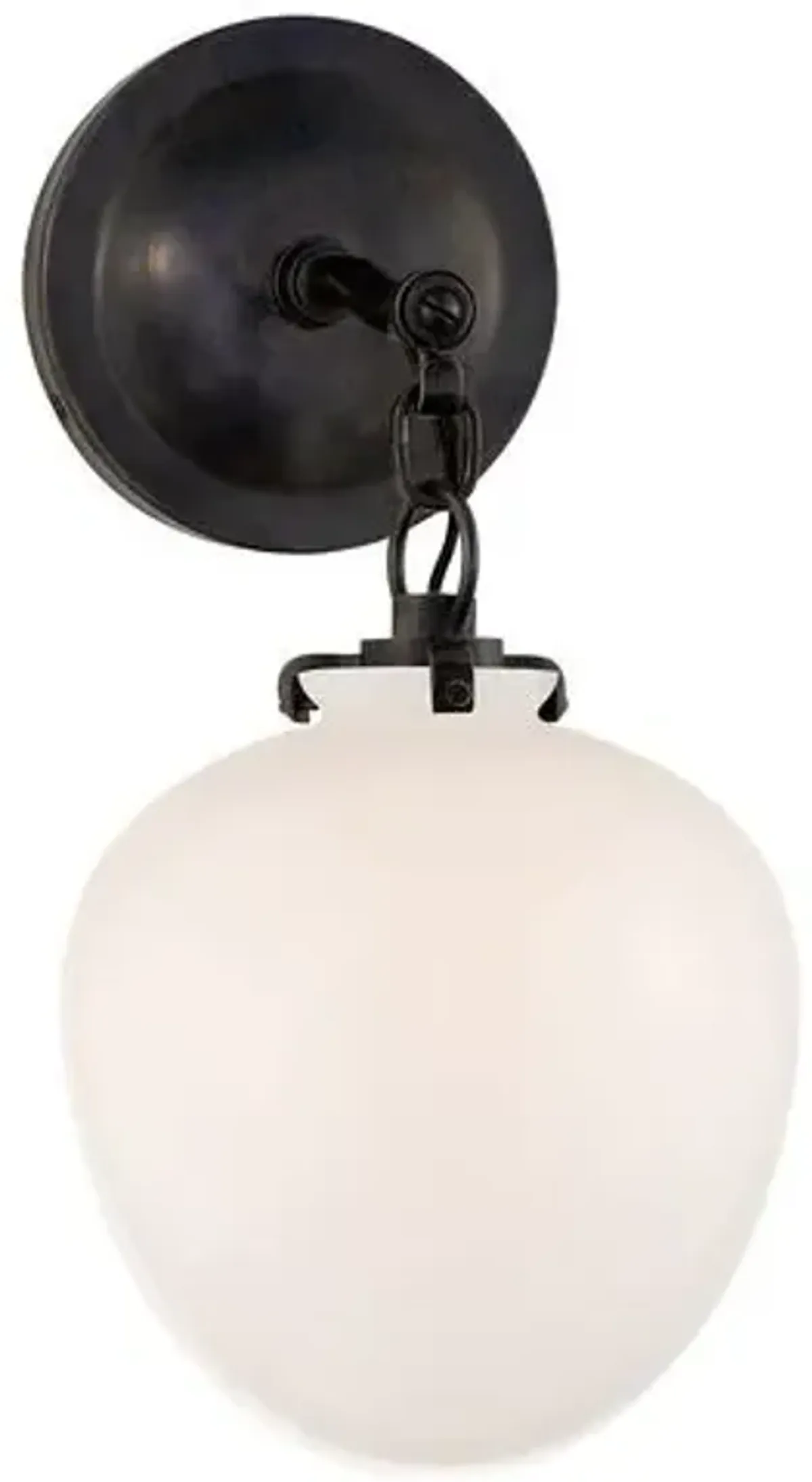 Visual Comfort - Katie Small Acorn Sconce With White Glass - Bronze - Black