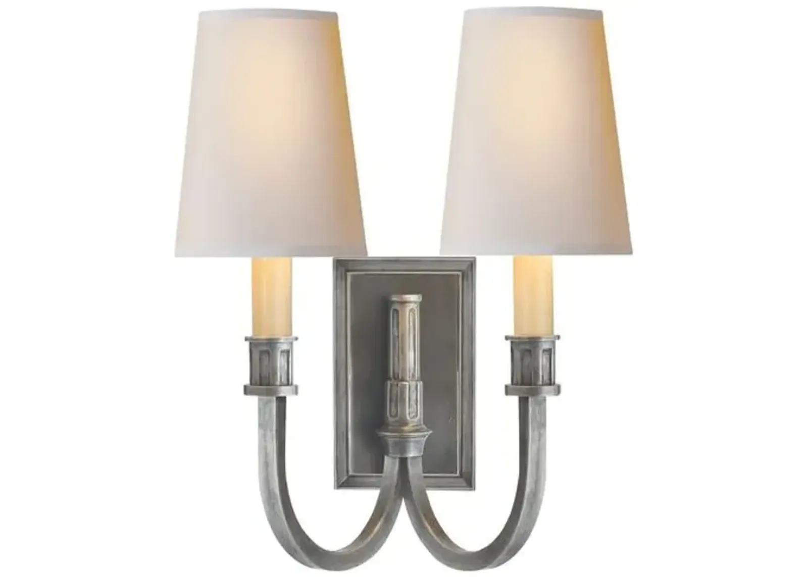 Visual Comfort - Modern Library 2-Light Sconce - Sheffield Nickel - Silver