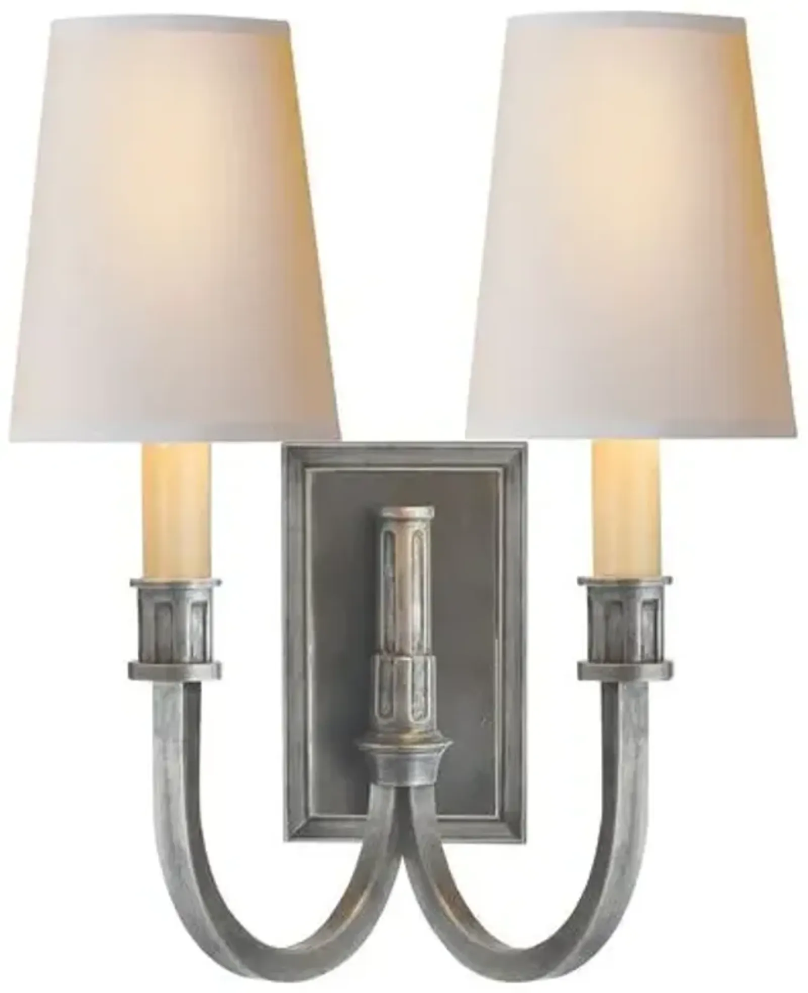 Visual Comfort - Modern Library 2-Light Sconce - Sheffield Nickel - Silver