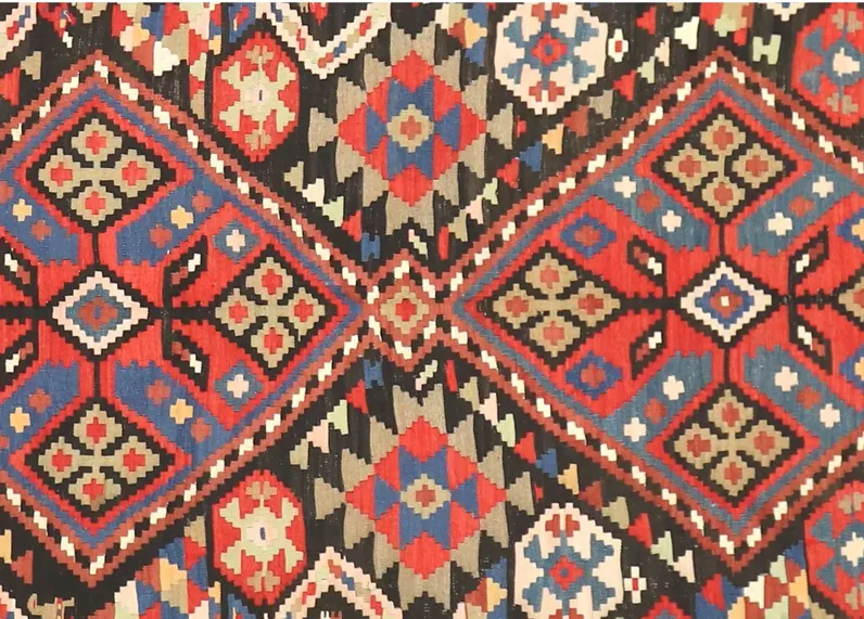 C. 1910 Caucasian Kilim - 6'5" x 14'8" - Nalbandian - Red