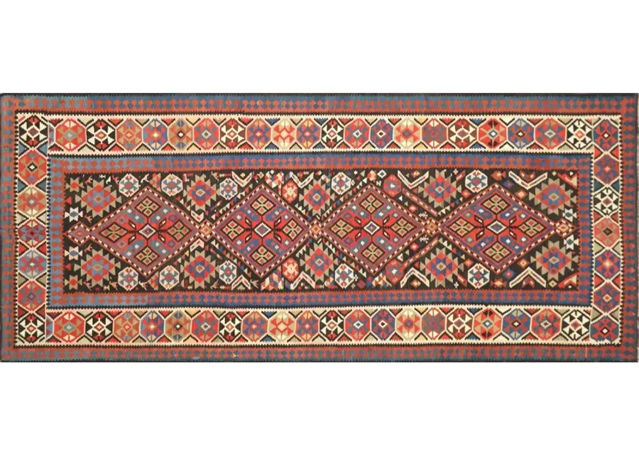 C. 1910 Caucasian Kilim - 6'5" x 14'8" - Nalbandian - Red