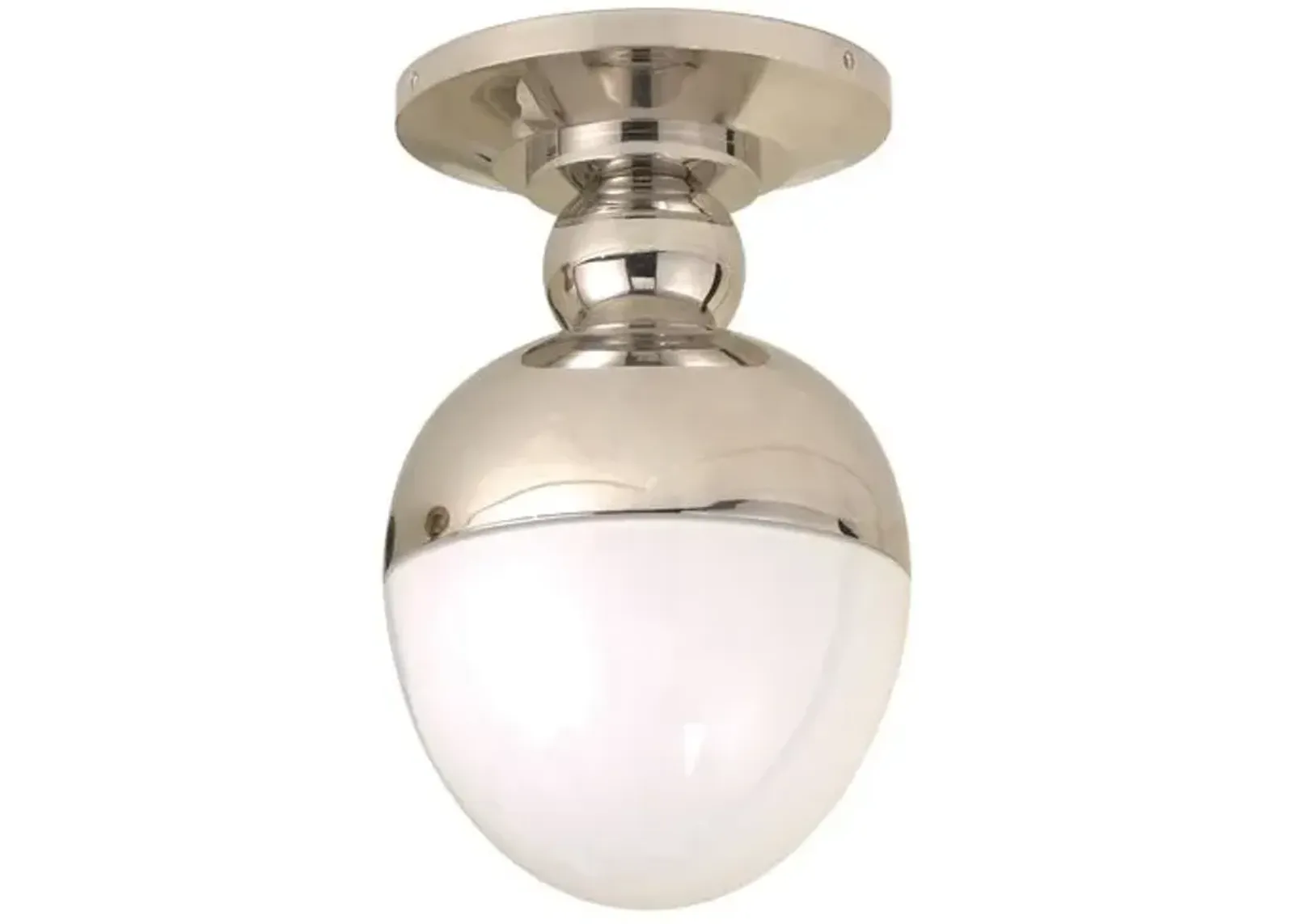 Visual Comfort - Clark Flush Mount With White Glass - Polished Nickel - Silver