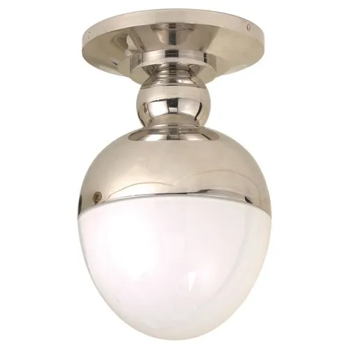 Visual Comfort - Clark Flush Mount With White Glass - Polished Nickel - Silver