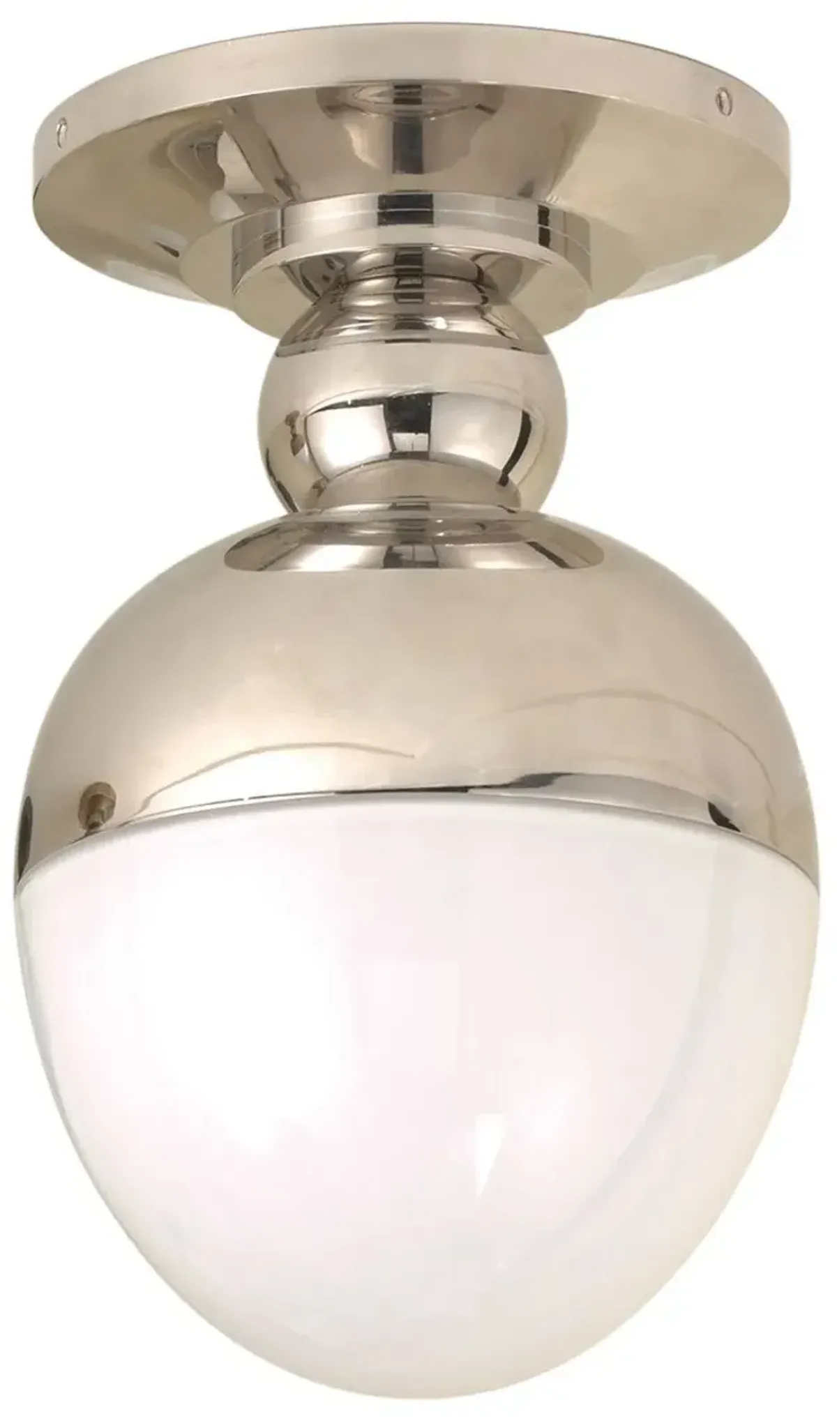 Visual Comfort - Clark Flush Mount With White Glass - Polished Nickel - Silver