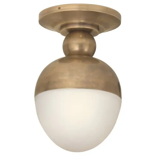 Visual Comfort - Clark Flush Mount With White Glass - Hand-Rubbed Brass - Gold