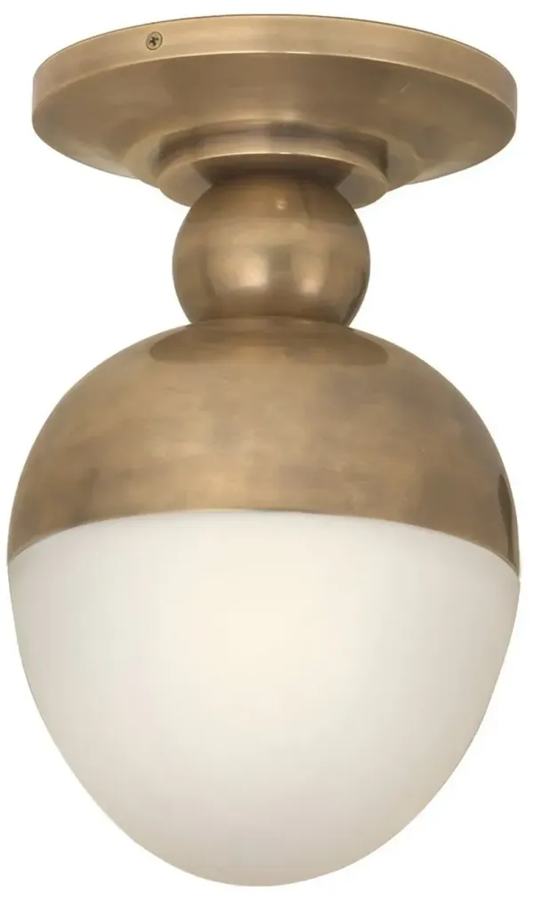 Visual Comfort - Clark Flush Mount With White Glass - Hand-Rubbed Brass - Gold