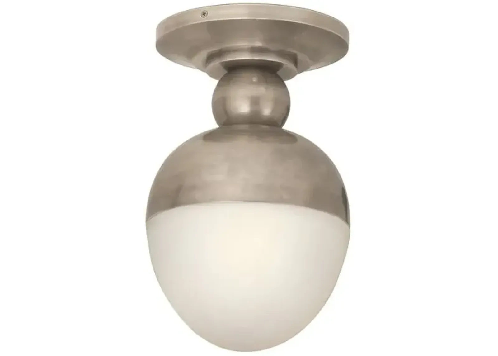 Visual Comfort - Clark Flush Mount With White Glass - Antique Nickel - Silver