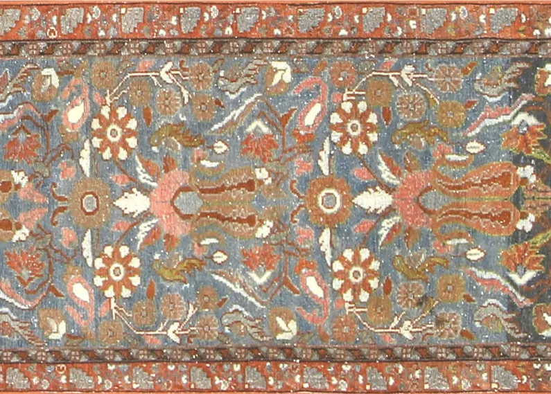 1930s Persian Malayer Runner - 2'5"x15'5" - Nalbandian - Blue