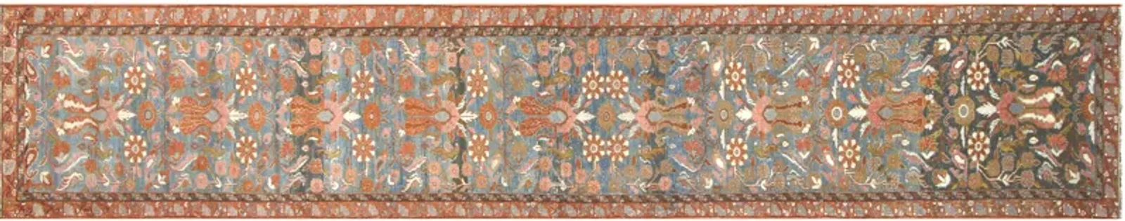 1930s Persian Malayer Runner - 2'5"x15'5" - Nalbandian - Blue