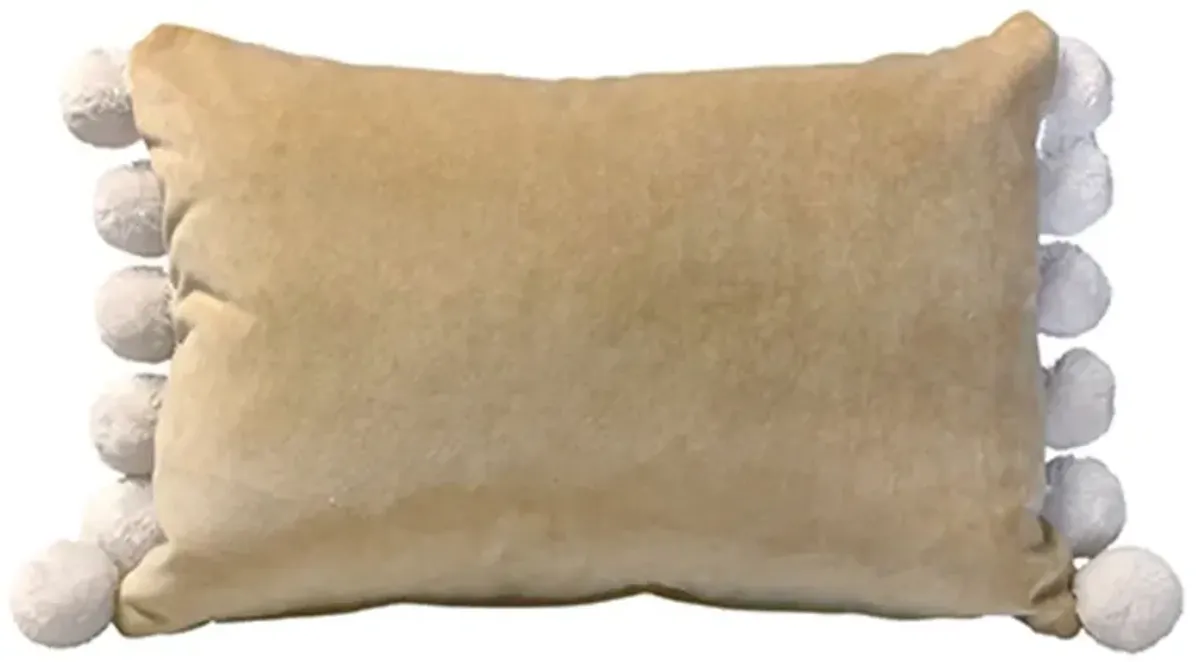 Josie Pom Pom Lumbar Pillow, Velvet