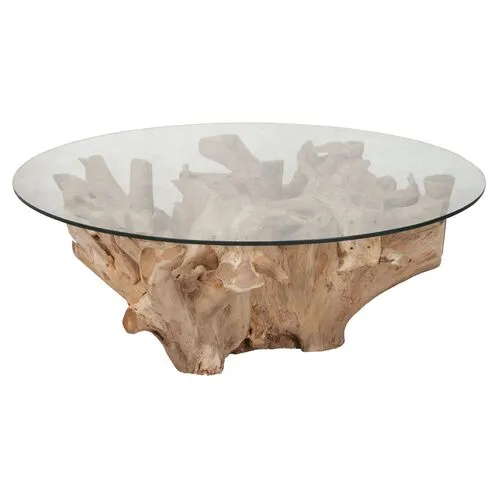 Morris Teak Root Outdoor Coffee Table - Natural - Brown