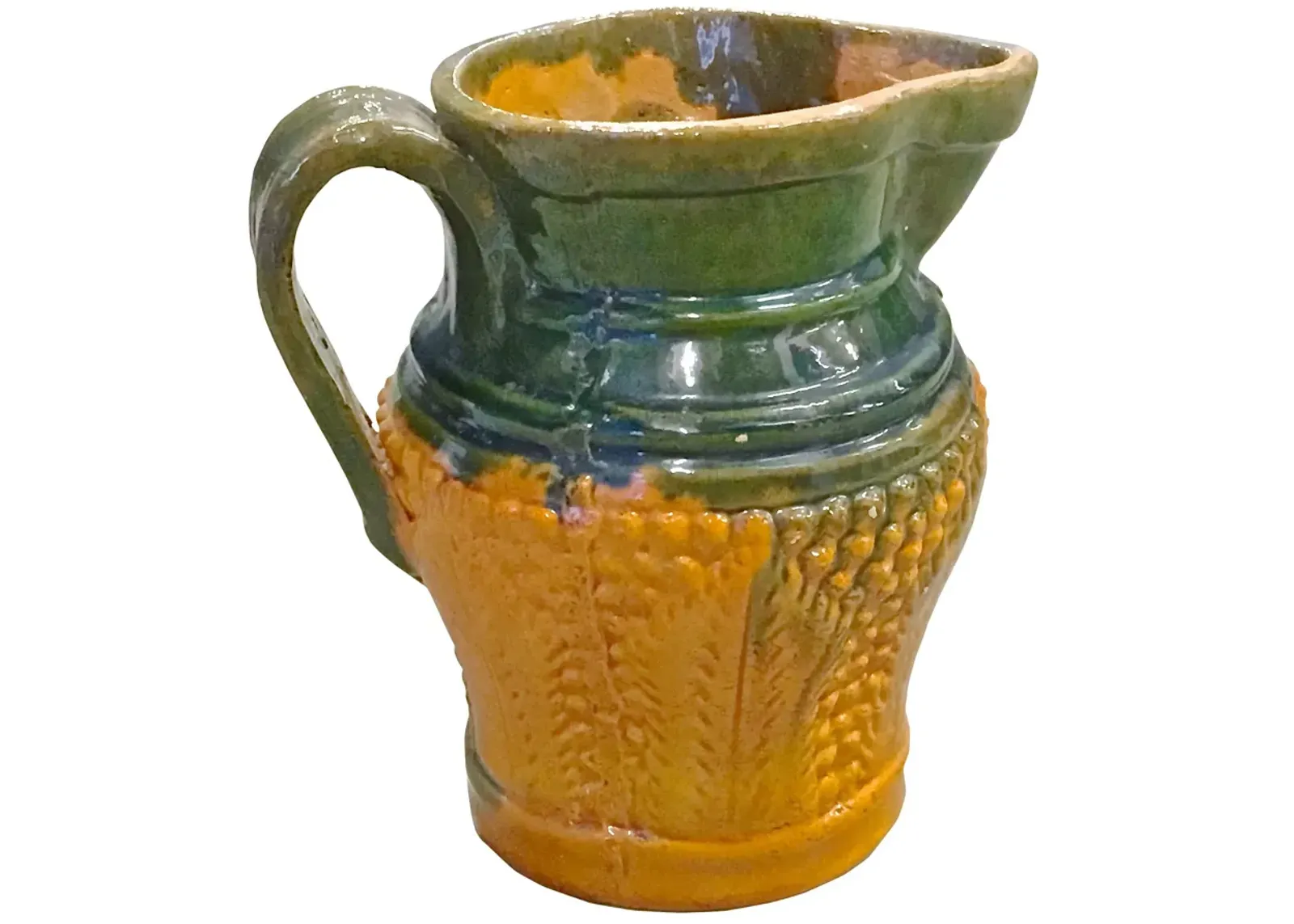 Antique Majolica Leaf Pitcher - Vermilion Designs - Orange