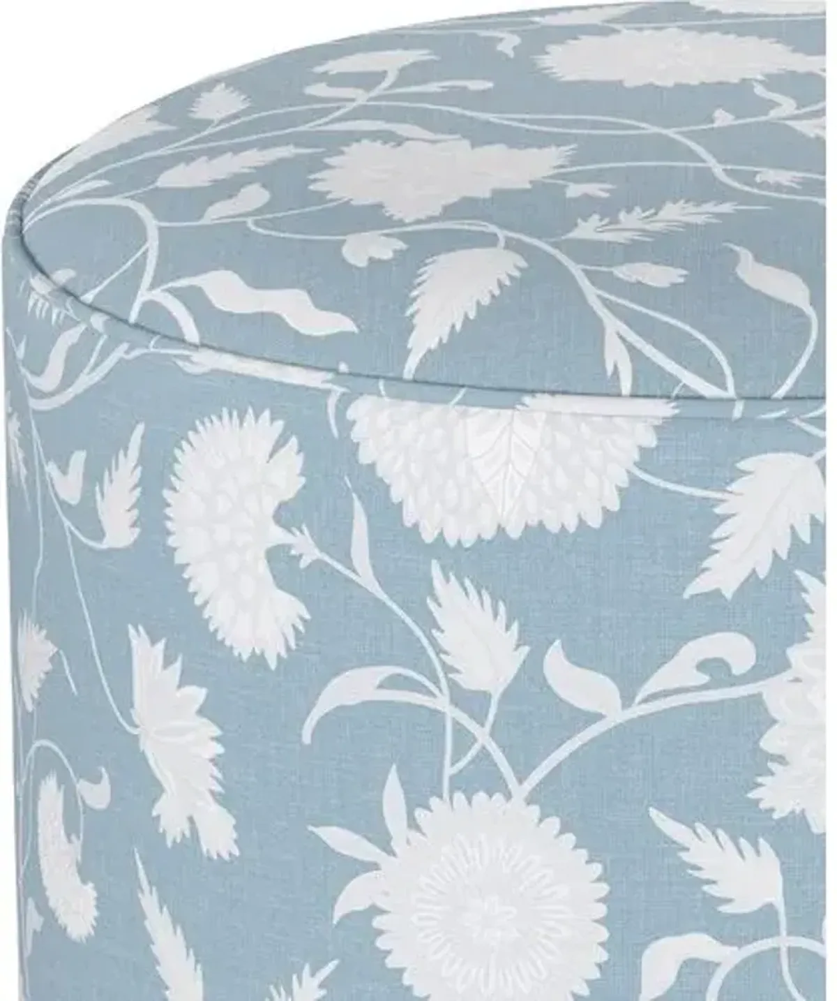 Harper Round Ottoman - Sky Floral - Blue