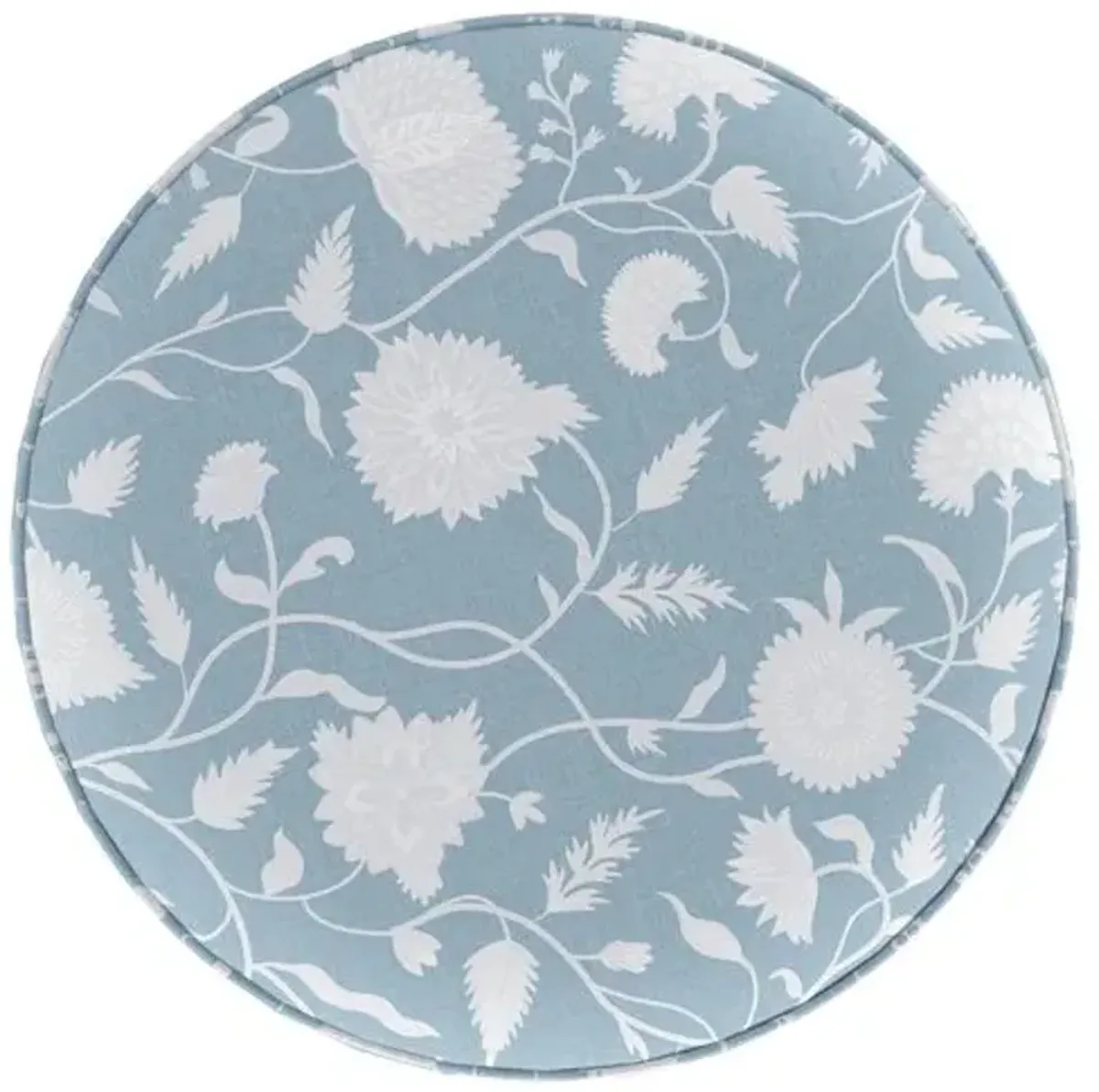 Harper Round Ottoman - Sky Floral - Blue