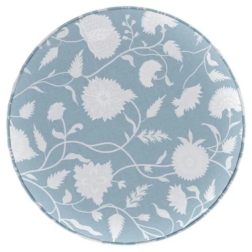 Harper Round Ottoman - Sky Floral - Blue