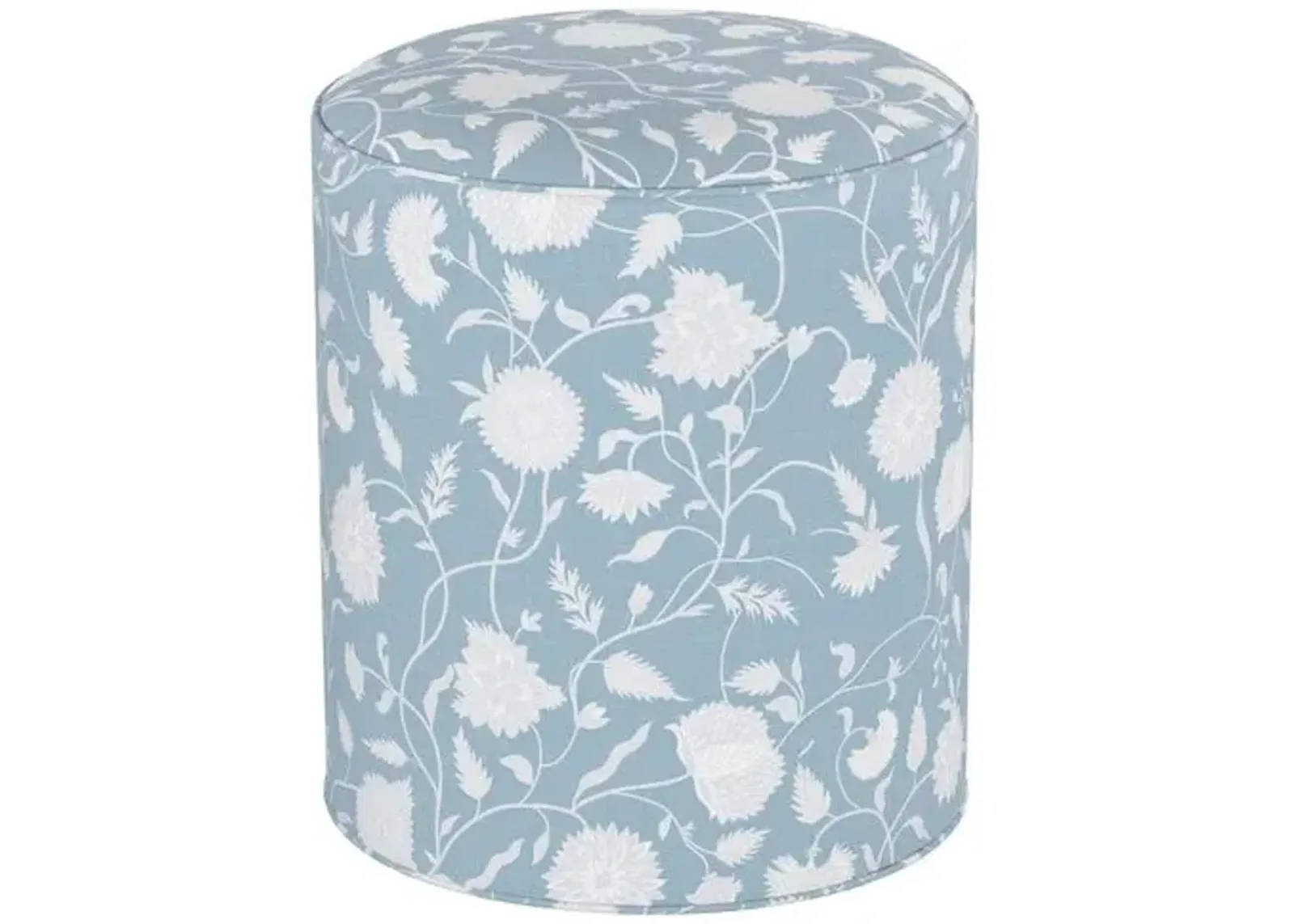 Harper Round Ottoman - Sky Floral - Blue