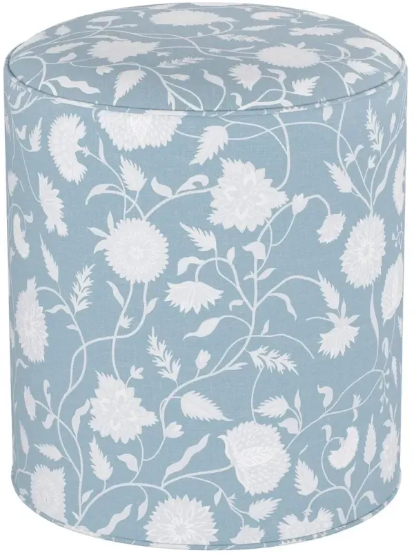 Harper Round Ottoman, Sky Floral