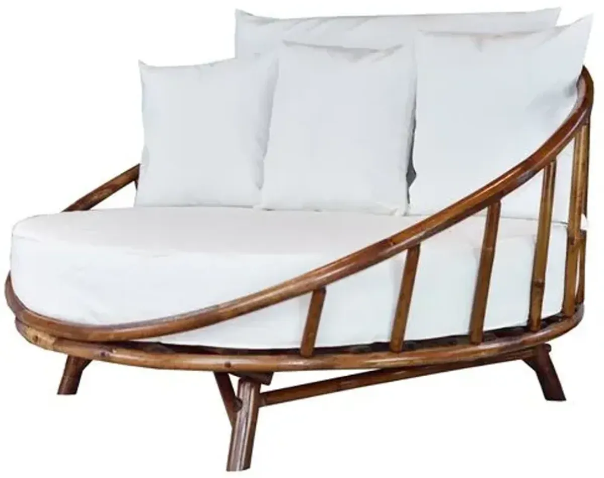 Rattana Outdoor Daybed - Brown/White - Comfortable, Sturdy