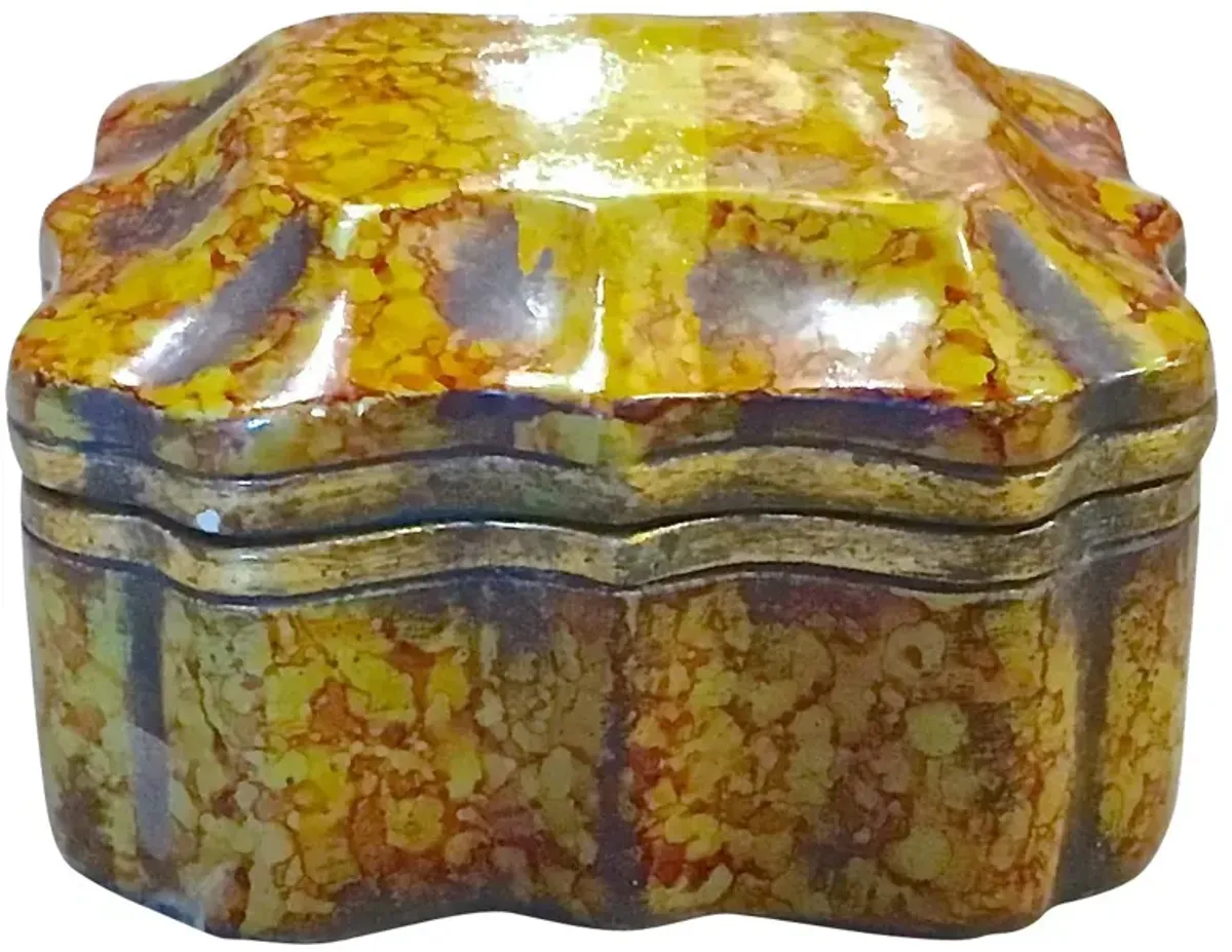 Italian Borghese Marbelized Ceramic Box - Vermilion Designs - Yellow