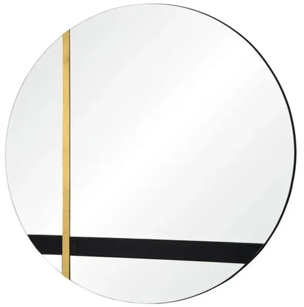 Gavin 30" Round Wall Mirror - Black/Gold Leaf