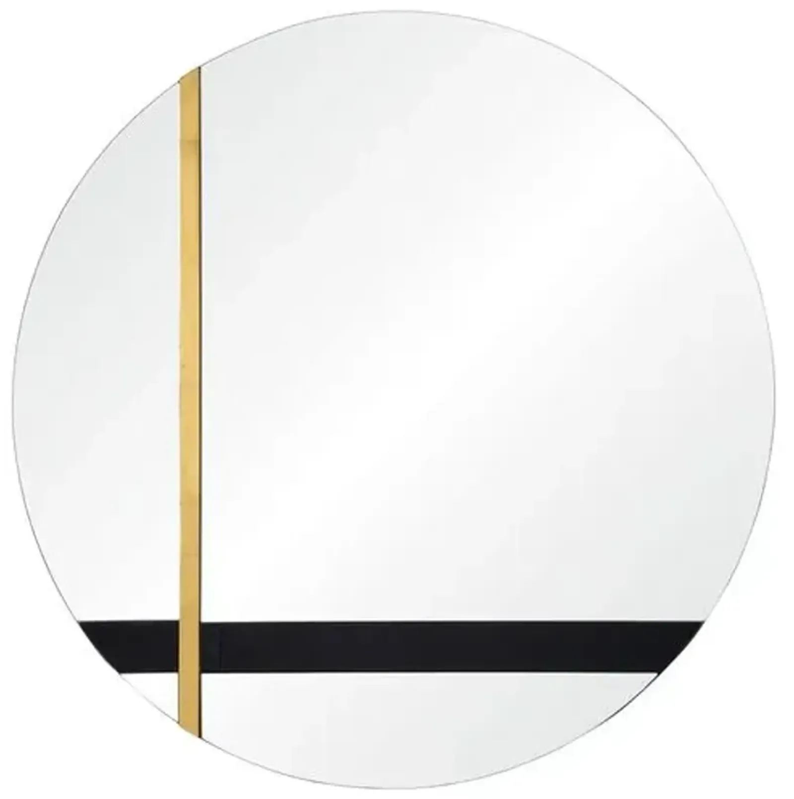 Gavin 30" Round Wall Mirror - Black/Gold Leaf