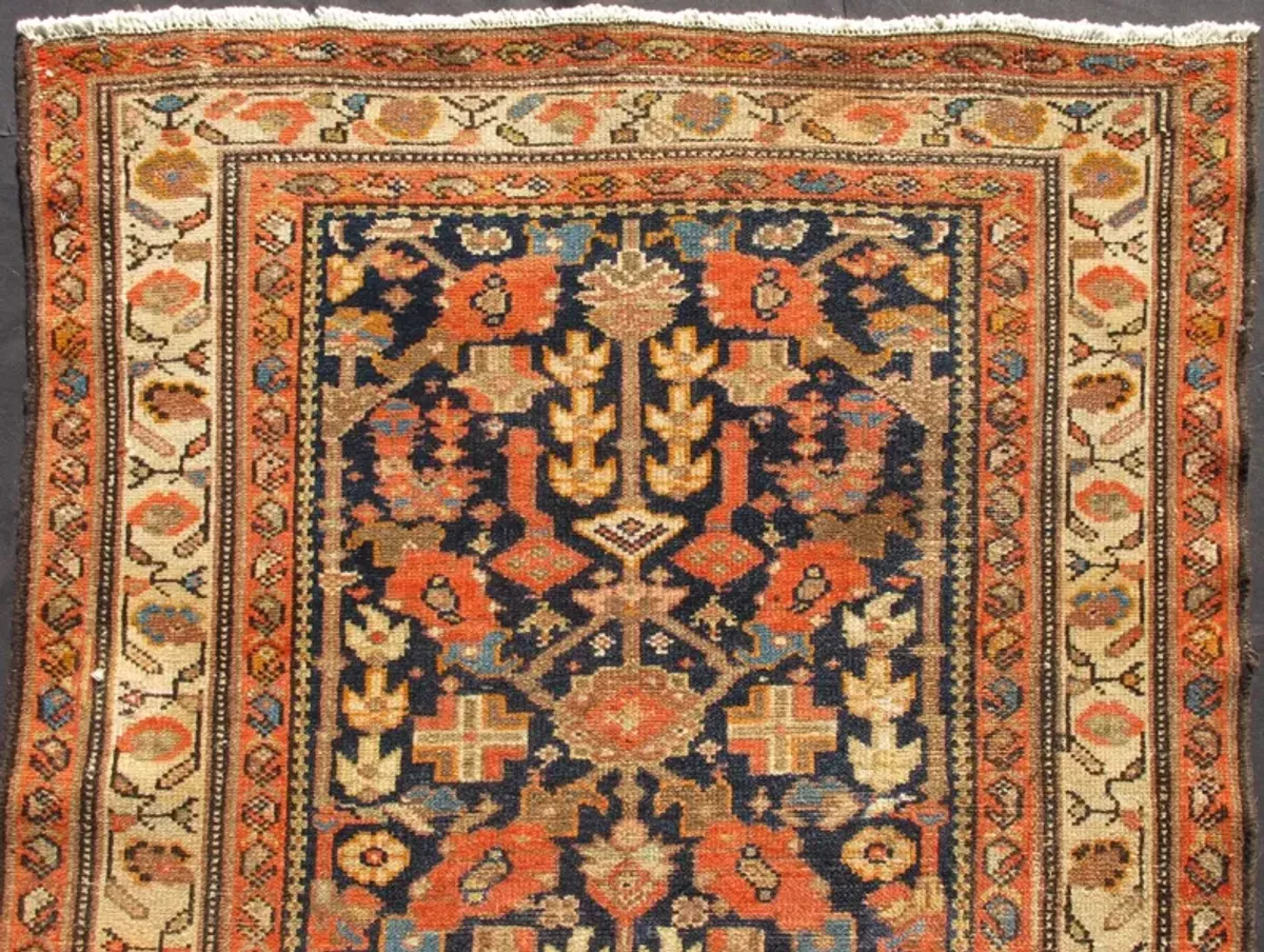 Antique Persian Malayer Runner 3'4x16'10 - Keivan Woven Arts - Orange