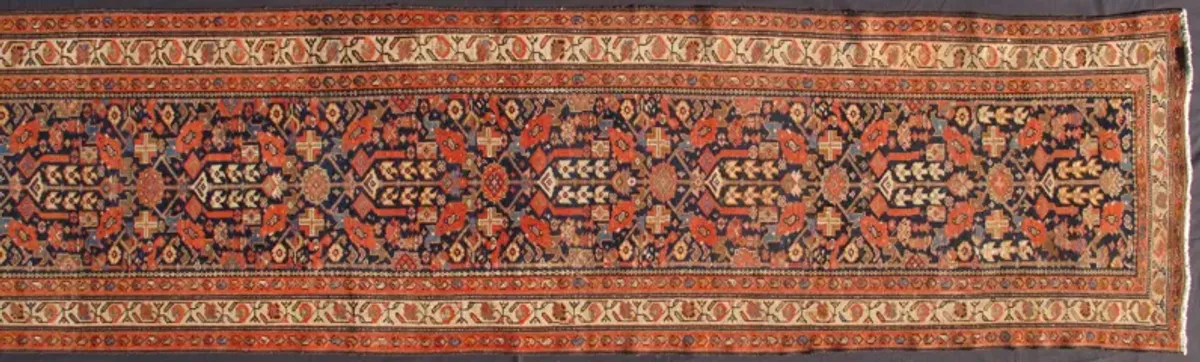 Antique Persian Malayer Runner 3'4x16'10 - Keivan Woven Arts - Orange