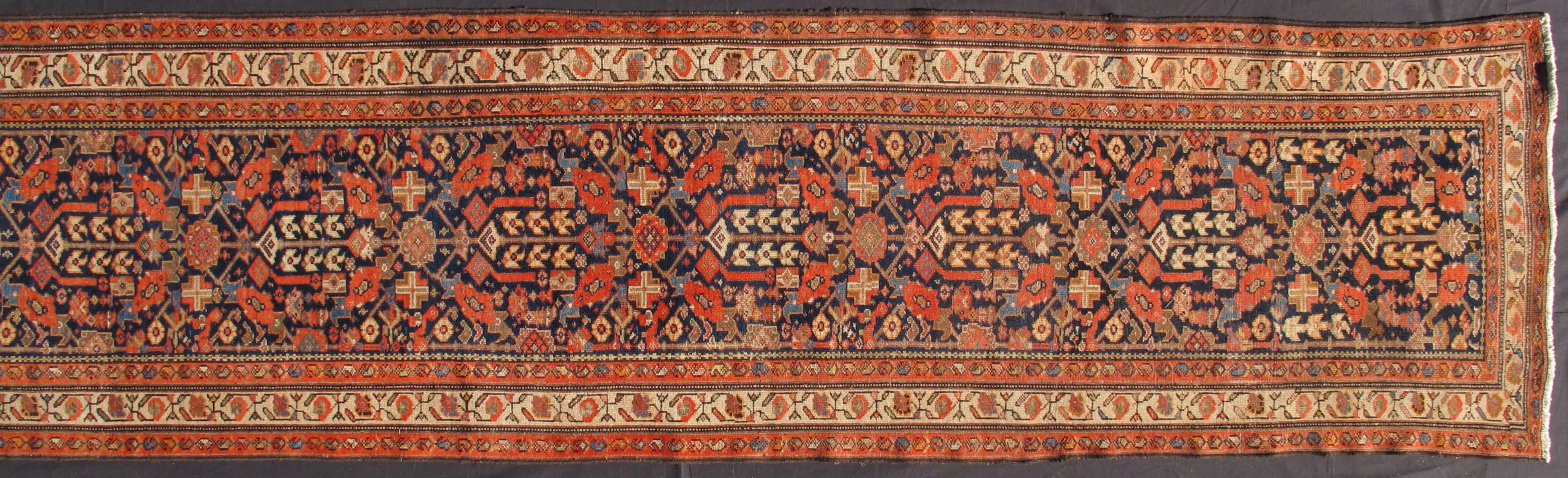 Antique Persian Malayer Runner 3'4x16'10 - Keivan Woven Arts - Orange