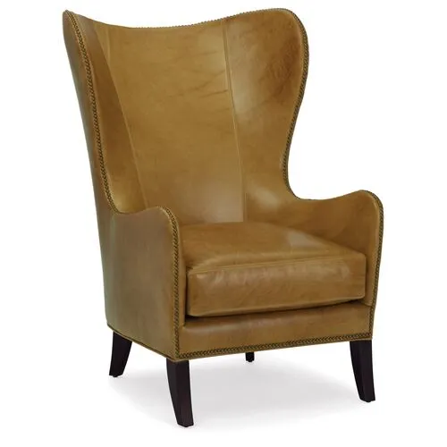 Prescott Wingback Chair - Scotch Leather - Massoud - Brown - Comfortable, Stylish