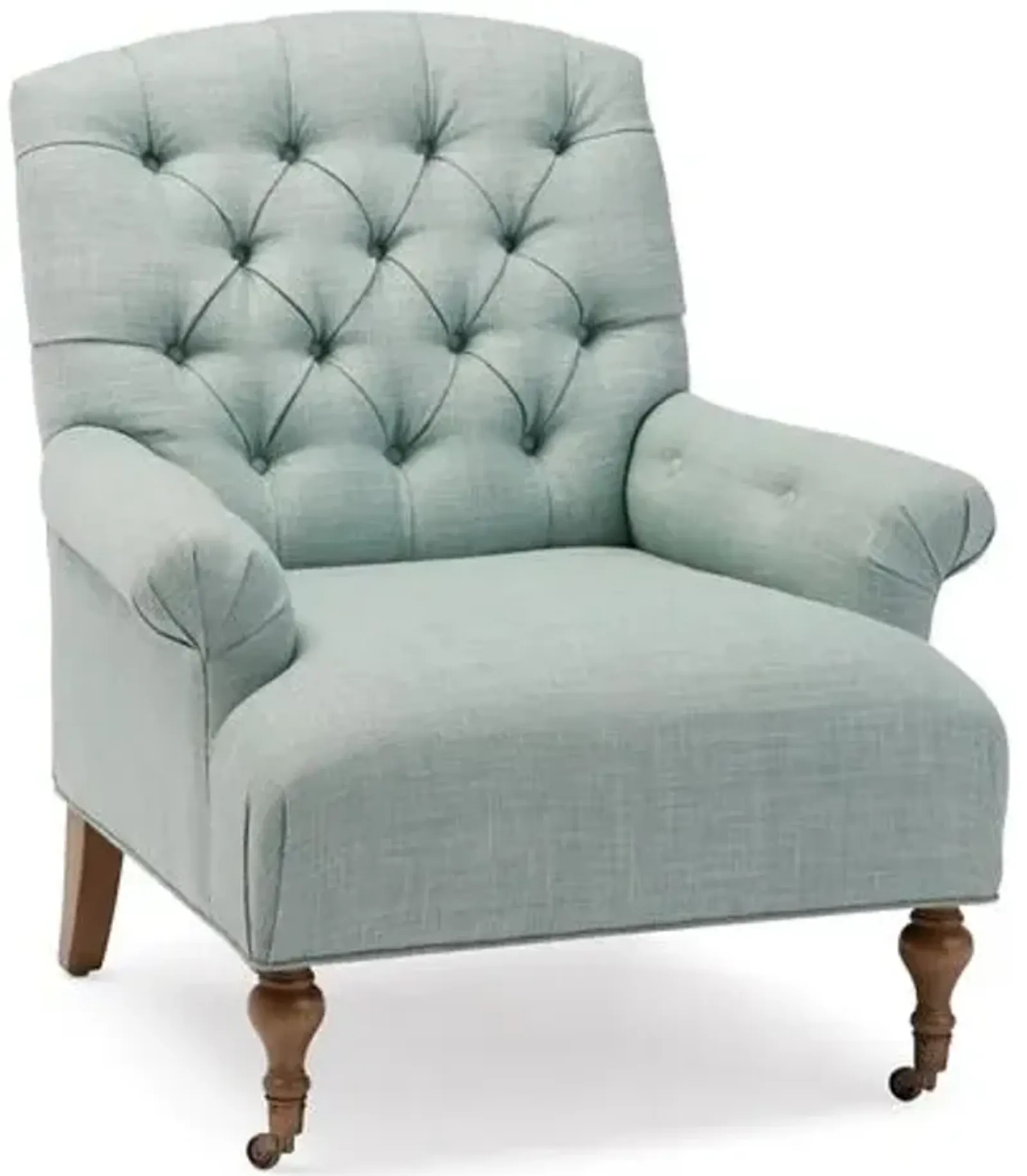 Harrison Tufted Accent Chair - Mint Linen - Green, Comfortable, Durable