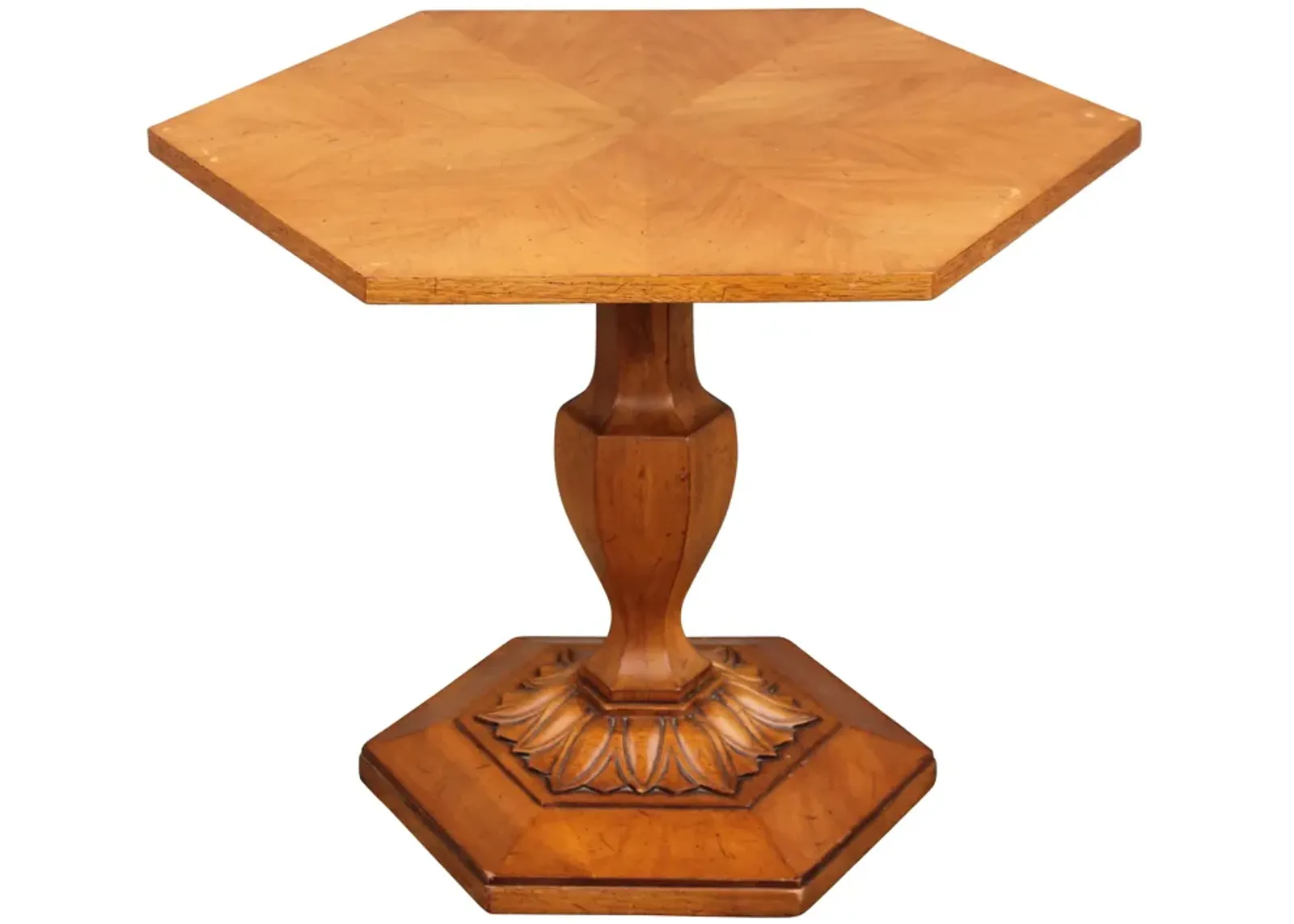 Hexagonal Center Table with Palm - Something Vintage - Brown