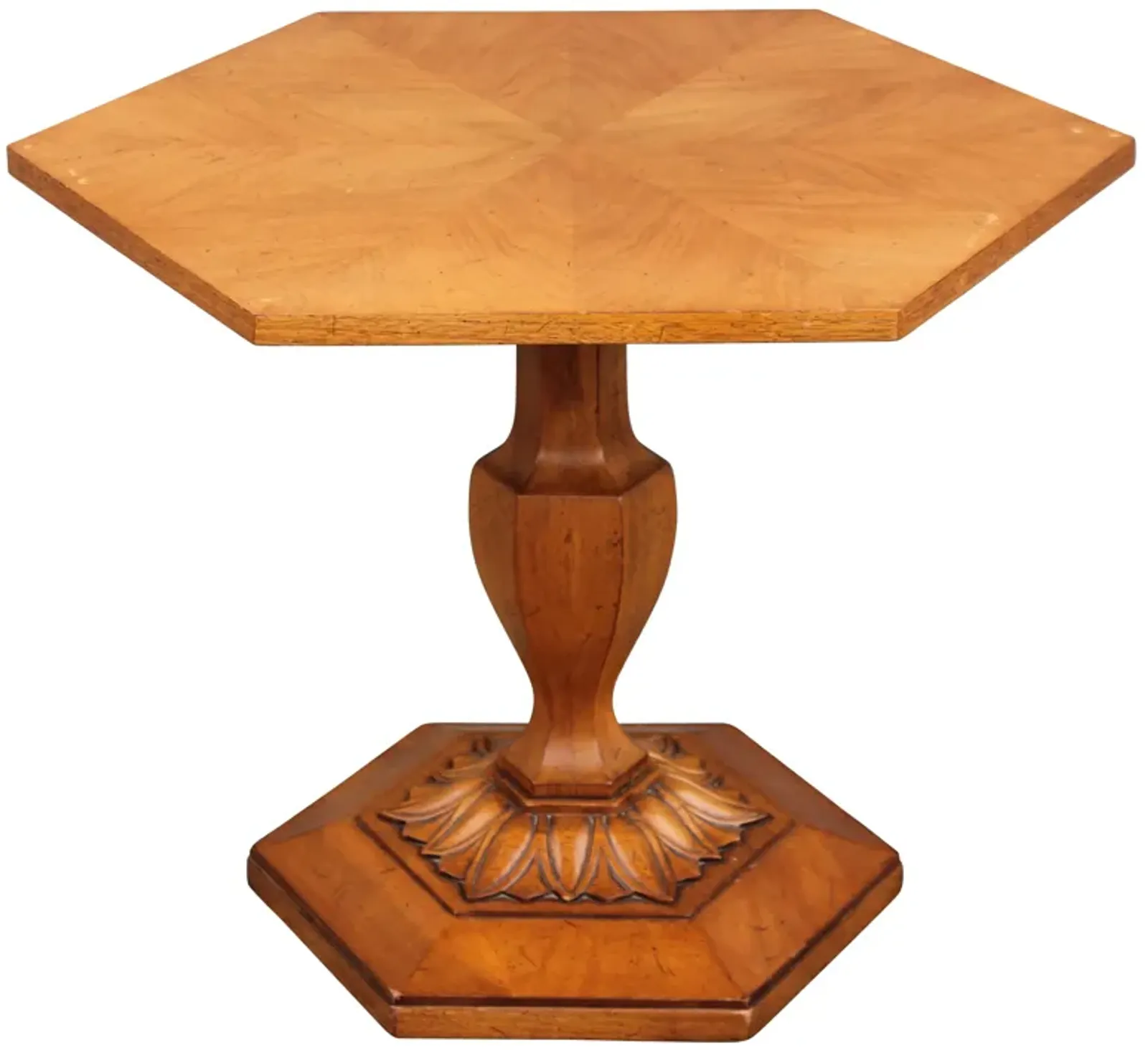 Hexagonal Center Table with Palm - Something Vintage - Brown