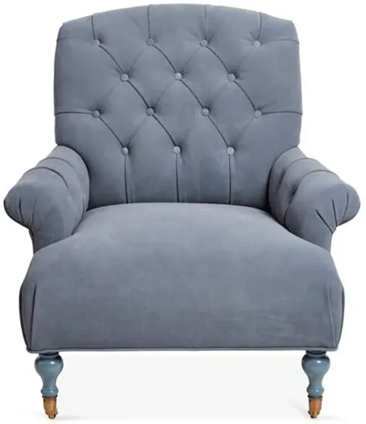 Harrison Tufted Accent Chair - Adriatic Suede - Blue, Comfortable, Durable