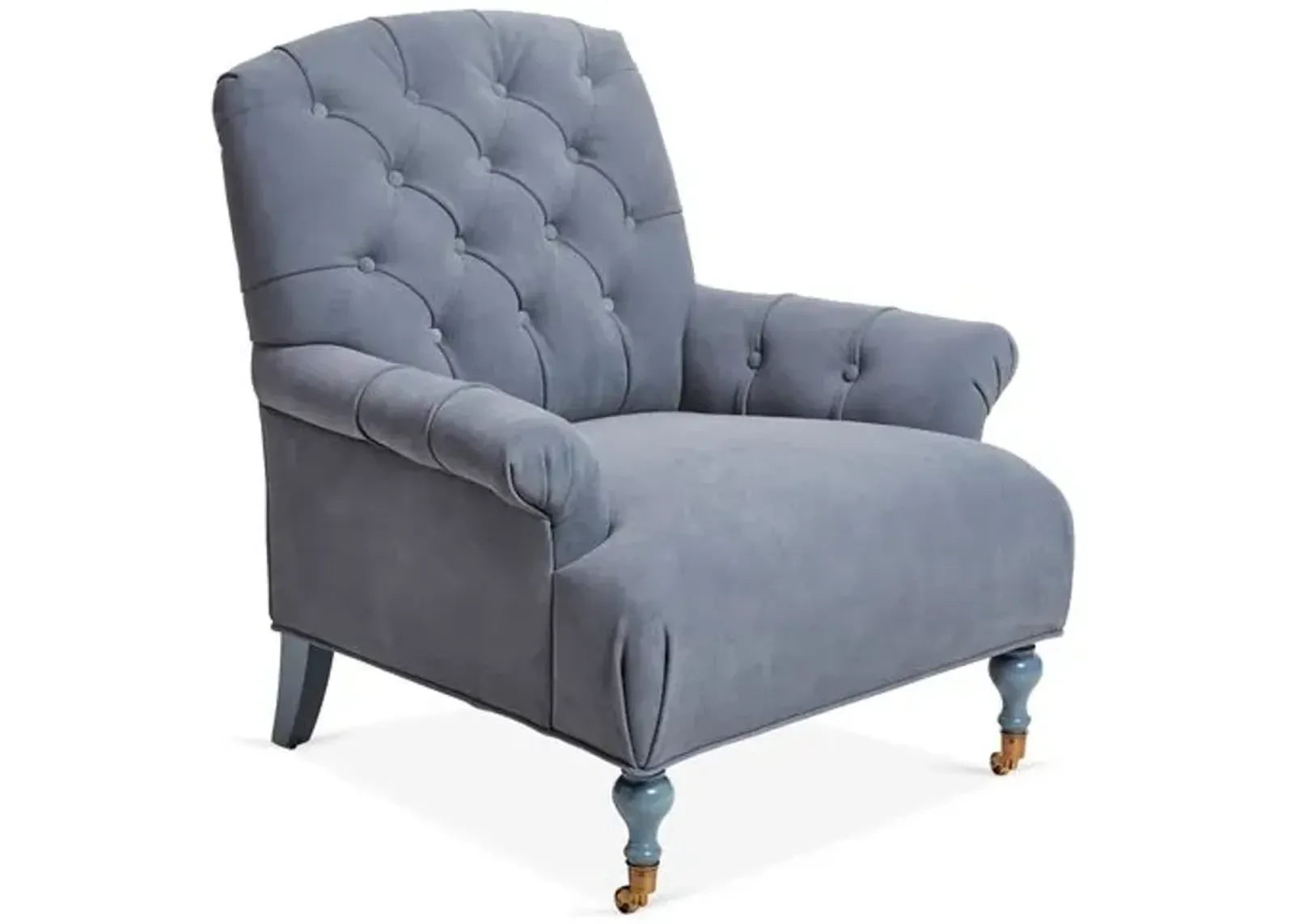 Harrison Tufted Accent Chair - Adriatic Suede - Blue, Comfortable, Durable