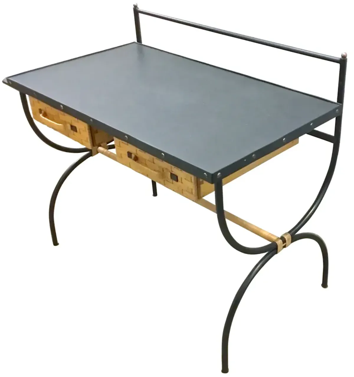 Mid-Century Modern Jacques Adnet Desk - Vermilion Designs - Black