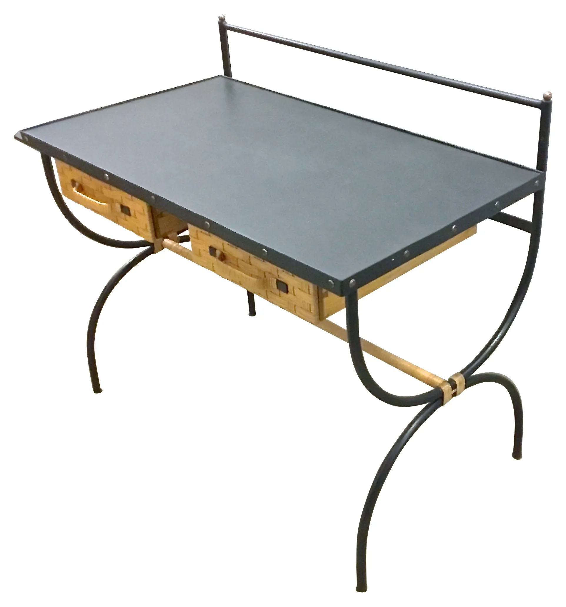 Mid-Century Modern Jacques Adnet Desk - Vermilion Designs - Black