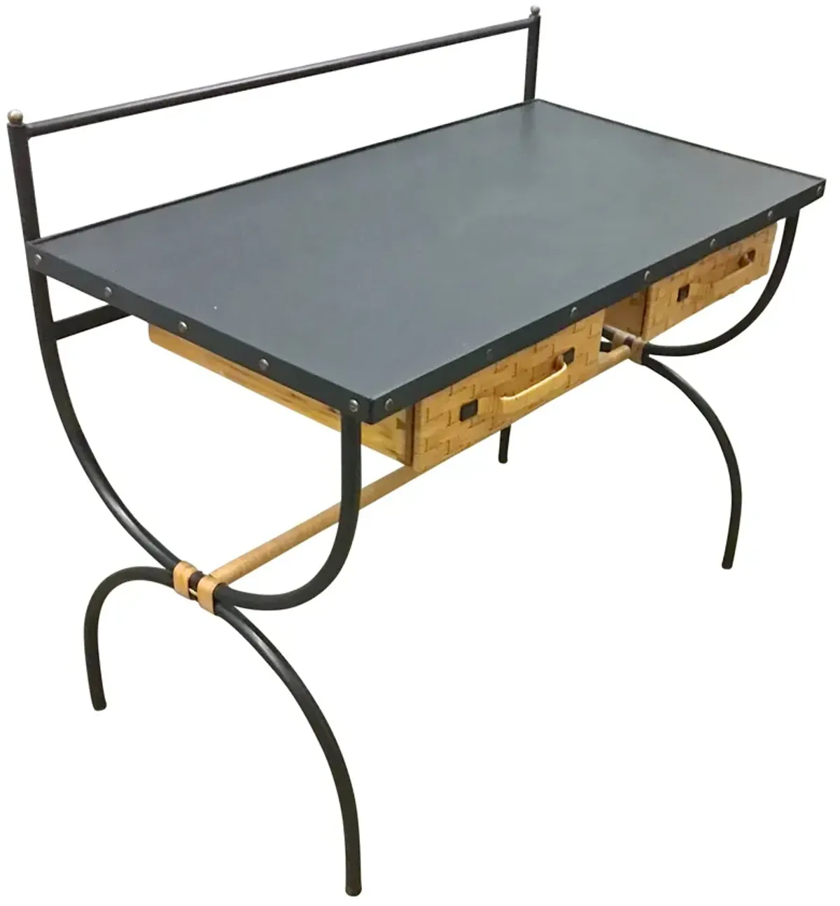 Mid-Century Modern Jacques Adnet Desk - Vermilion Designs - Black