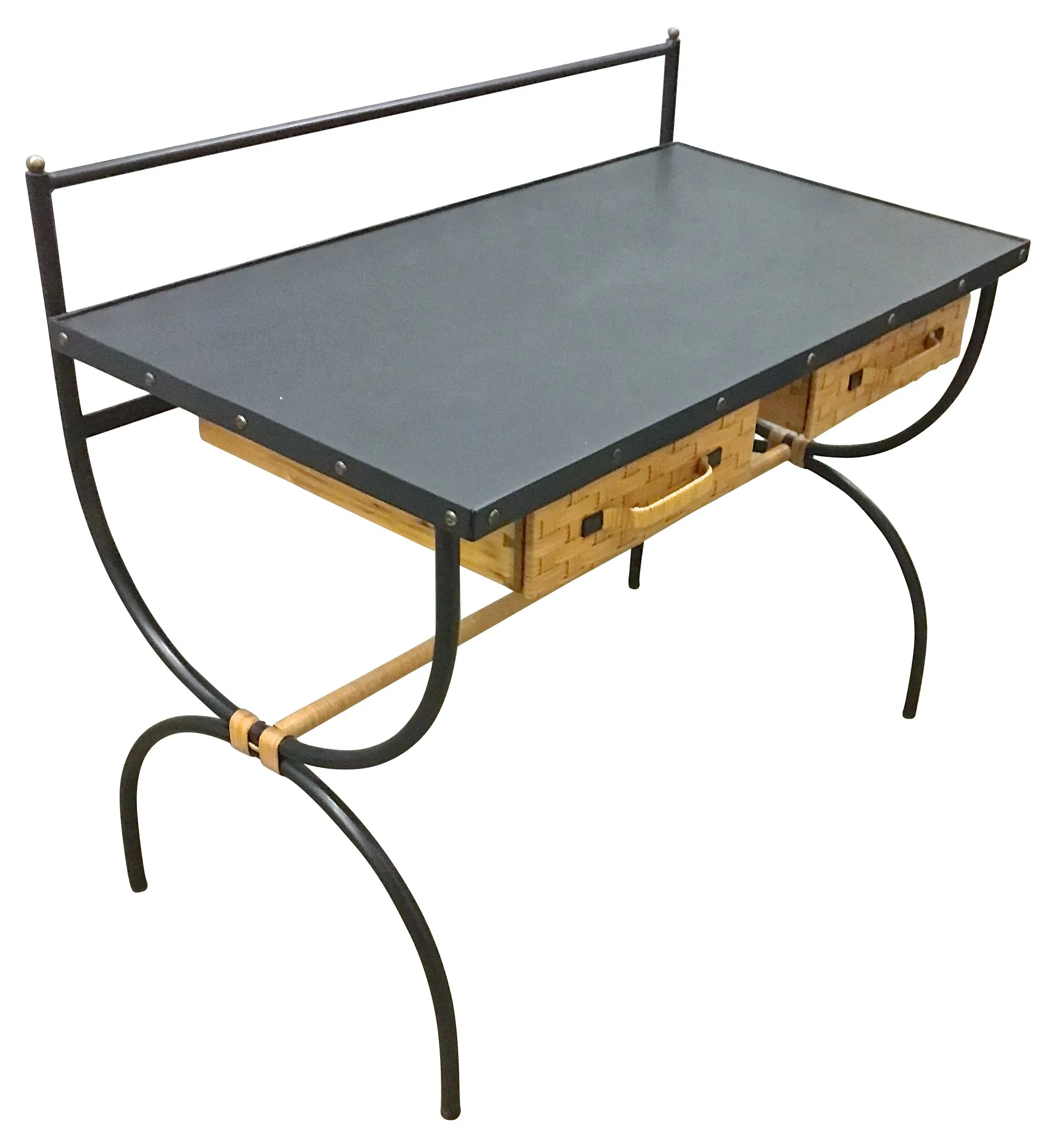 Mid-Century Modern Jacques Adnet Desk - Vermilion Designs - Black