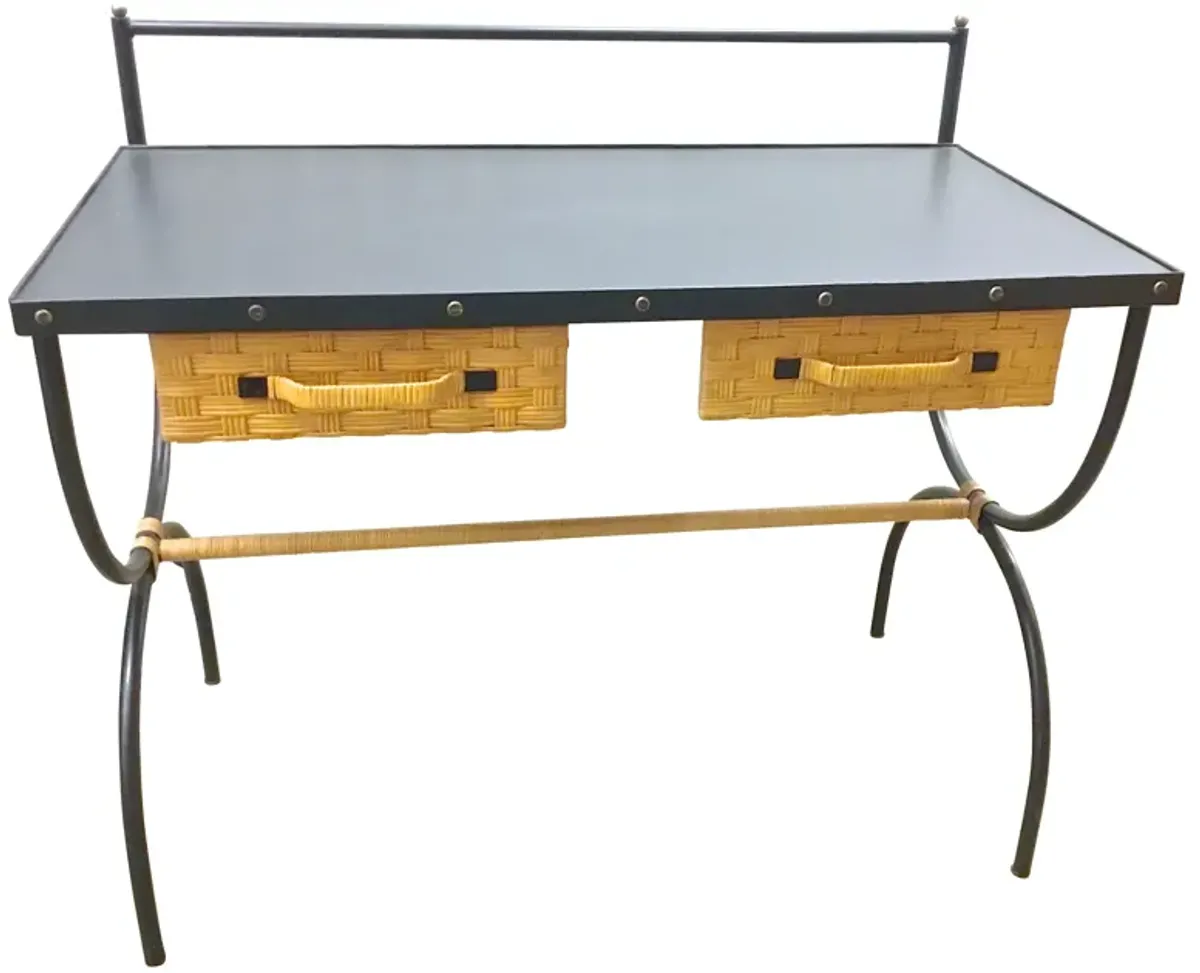 Mid-Century Modern Jacques Adnet Desk - Vermilion Designs - Black